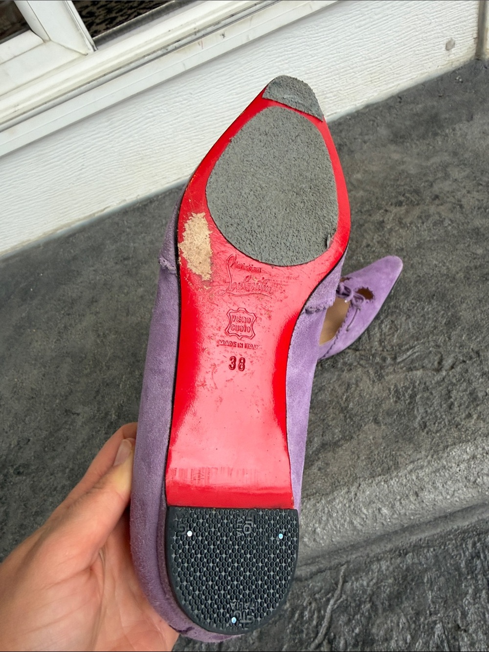 Christian Louboutin Lavender Suede Pointed-Toe Flats - Picture 5 of 5